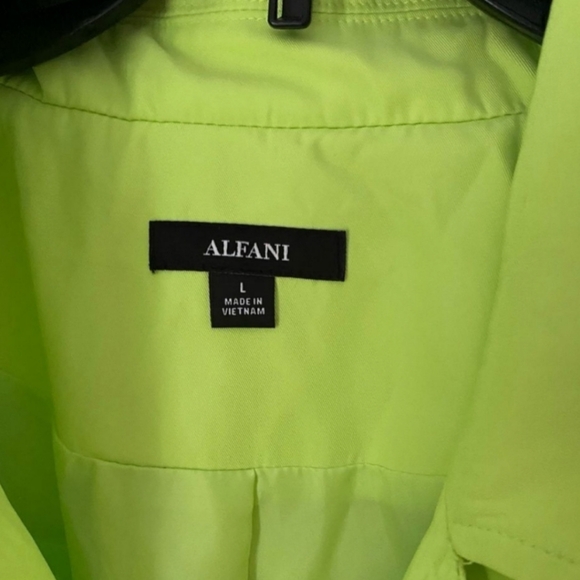 ALFANI Womens Retro Trench Coat Lime Peel Green Pleated Buttons Size Large - Picture 4 of 8